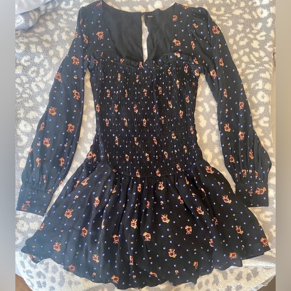 XS Free People Black Floral Mini Dress - Picture 4 of 5